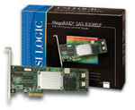 LSI Logic MegaRAID SAS 8308ELP 8 Port RAID Controller, 128MB DDR SDRAM, PCI Express x4, Up to 300MBps per Port - 2 x SFF-8087 SAS 300m Serial Attached SCSI Internal, retail ()