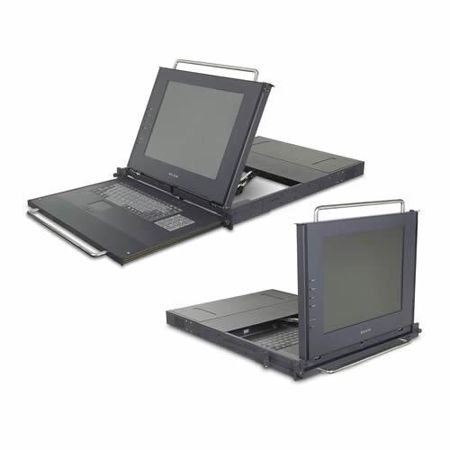 Belkin OmniView 1U rackmount console/w 8-port KVM switch LCD monitor, PS/2-USB VGA platform, p/n: F1DC108B  ( )
